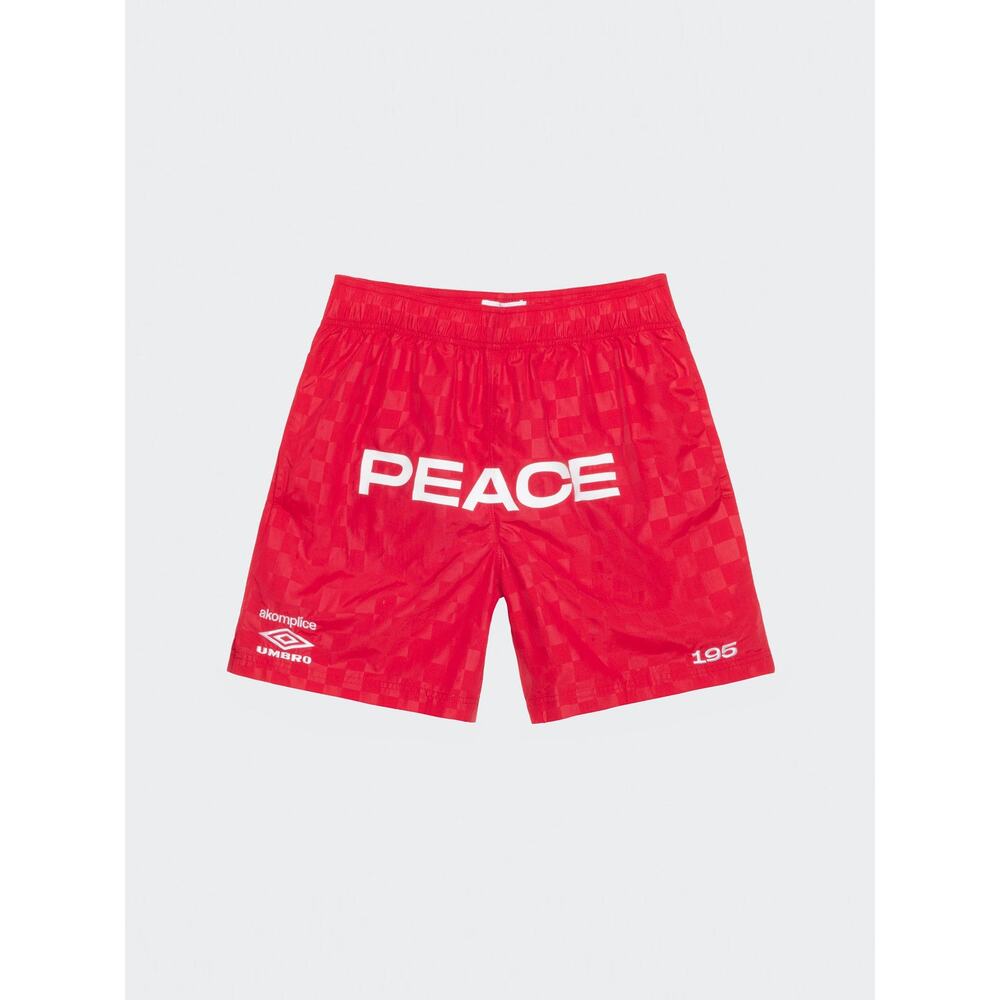 New - Red - AK + Umbro - Peace Checkerboard Shorts